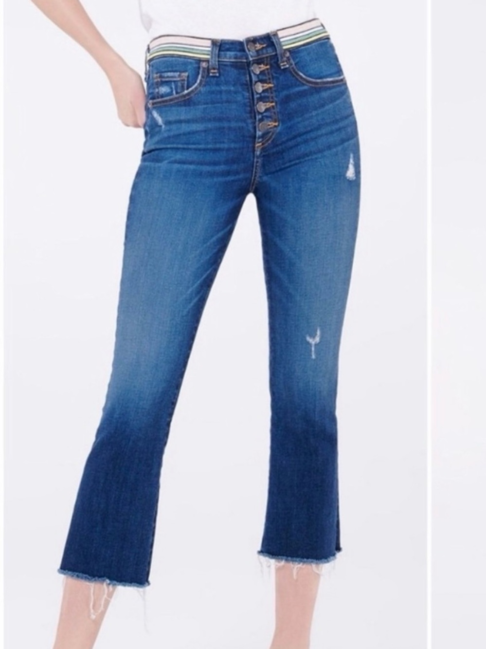Veronica Beard Jeans Womens 26 Blue Carolyn Baby Boot Mid Rise Bootcut Raw Hem